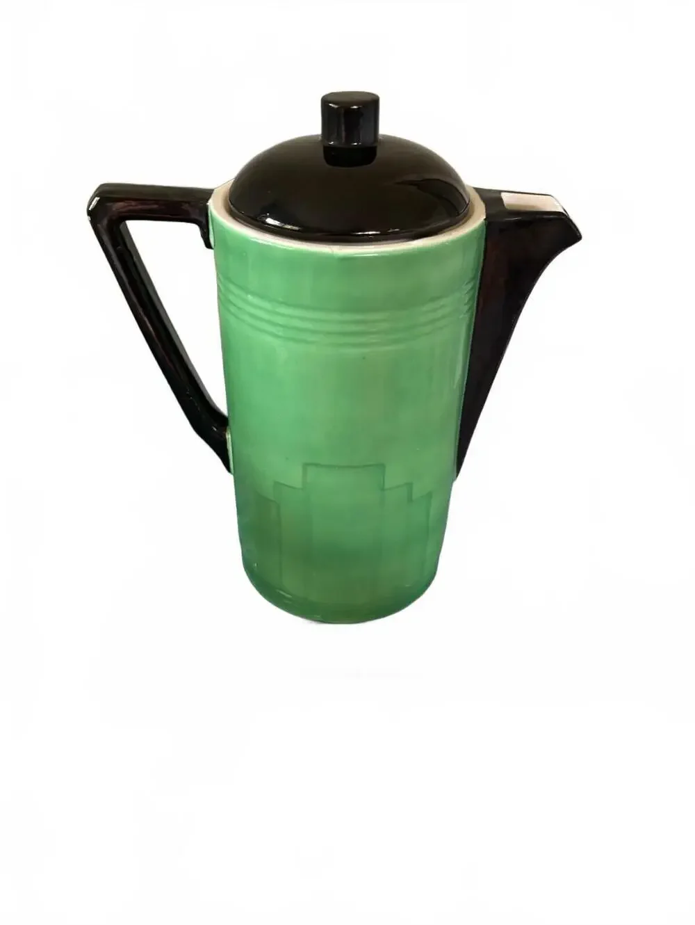 Vintage Art Deco Czech Jade Green Coffee Pot Czechoslovakia Ceramic